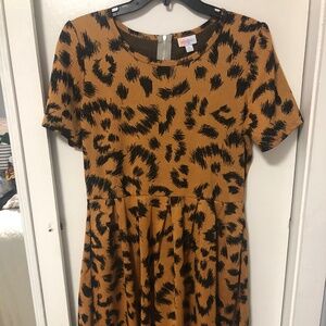 LuLaRoe Gold/Black Amelia Cheetah Dress XL Dress